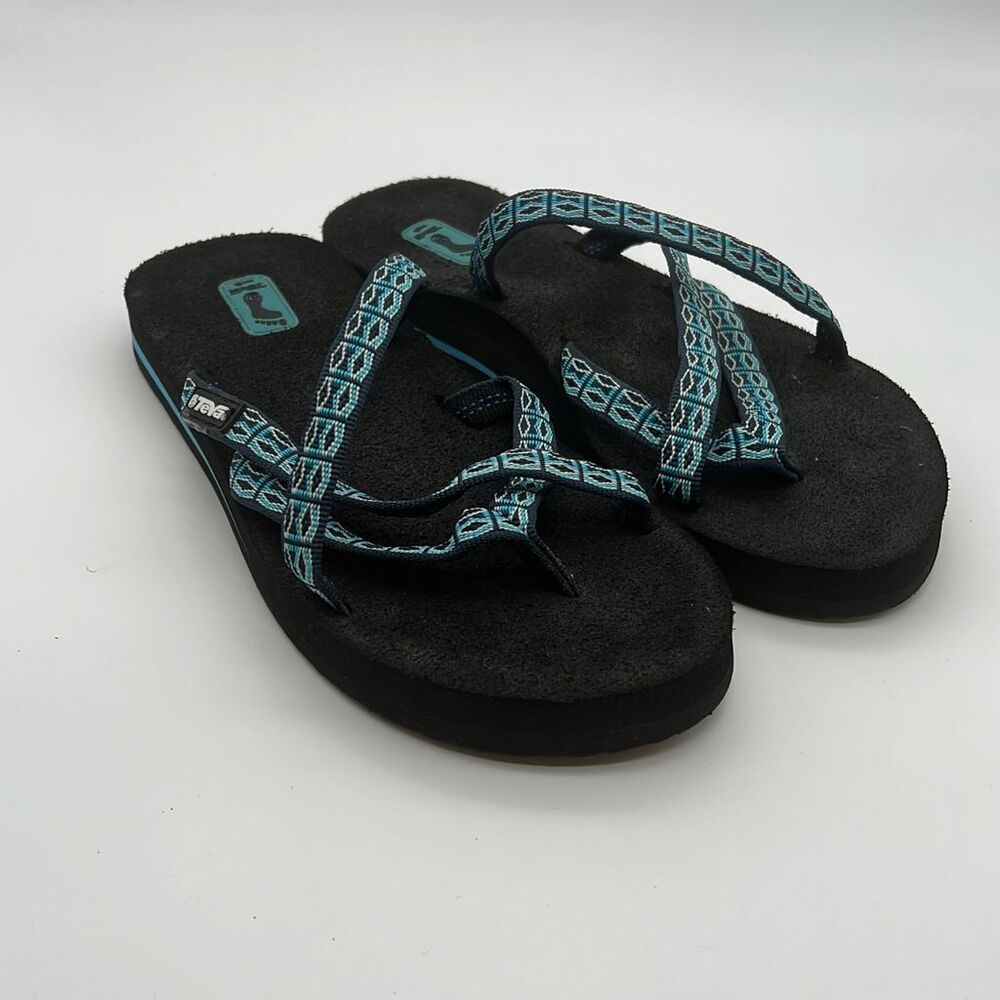 TEVA OLOWAHU PINTADO Blue WEBBING WOMEN'S FLIP FLOPS‎ SANDALS SIZE US 5